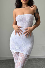 Smellmail™-Lace Sleeveless Dress Leggings Two-piece Set